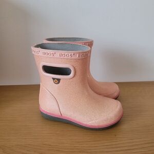 BOGS Kids Pink Glitter Sparkly Rain Boots Size 6 Baby Girl Waterproof Pull-on